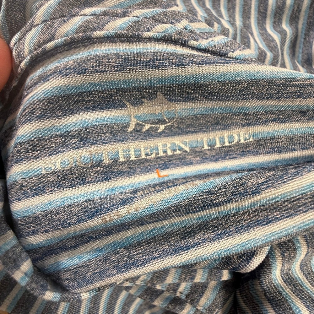 Southern Tide Men's Performance Striped Polo Golf Size L Blue Preppy Summer - Picture 6 of 12